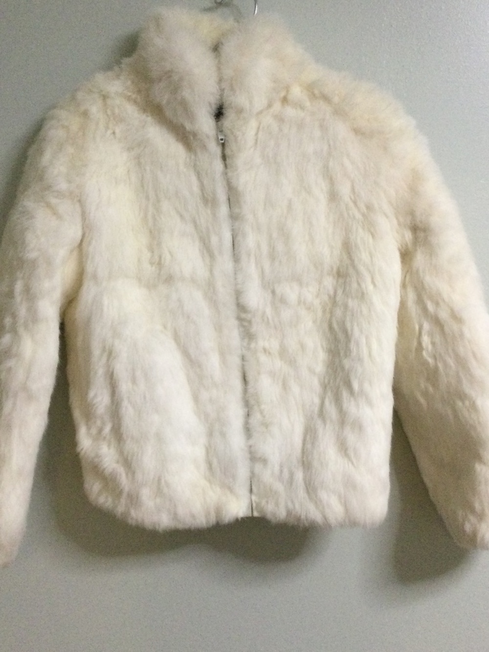 Girl’s Size 14 Niki White Rabbit Fur Jacket, NWOT